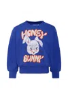 Molo Blue Sweatshirt For Girl With Rabbit In Blue