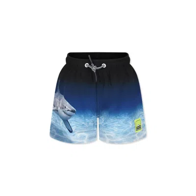 Molo Kids' Elastic Waist Swimming Shorts In Blue