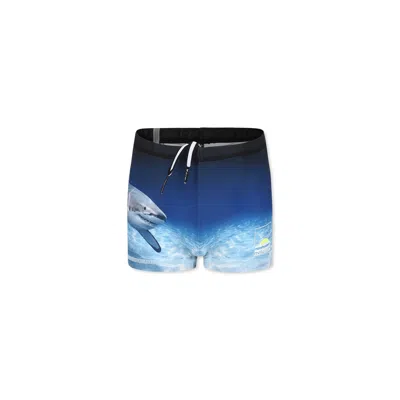 Molo Kids' Shark Swimsuit In Blue