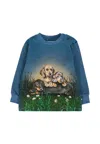 Molo Blue T-shirt For Baby Boy With Dog In Blue