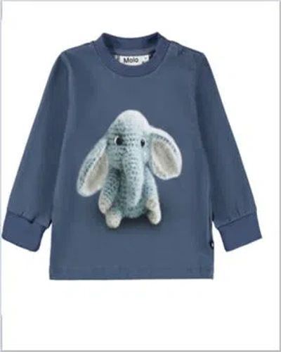 Molo Kids' Blue T-shirt For Boy With Elephant