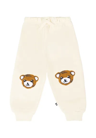 Molo Blue Trousers For Babykids With Bear In White
