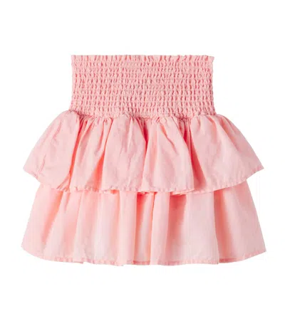 Molo Kids' Bonita Ruched Cotton Skirt In Pink