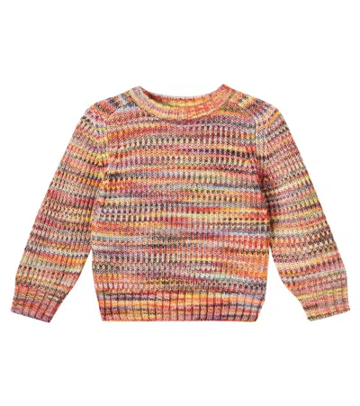 Molo Kids' Bosse Space-dyed Cotton-blend Sweater In Multi