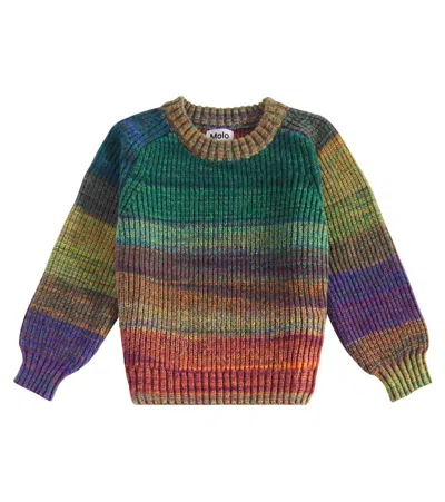 Molo Kids' Bosse Space-dyed Wool-blend Jumper In Multicoloured