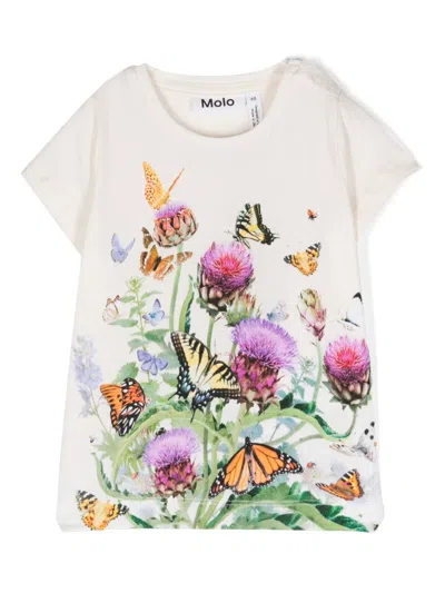 Molo Babies' Botanical-print Organic Cotton T-shirt In 中性色