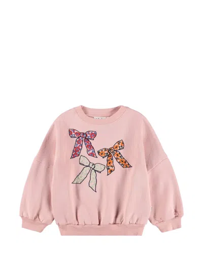 Molo Kids' Bow-patchwork Sweatshirt In Pink