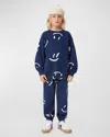 Molo Boy's Adan Happy Face Joggers In Big Smiles Navy
