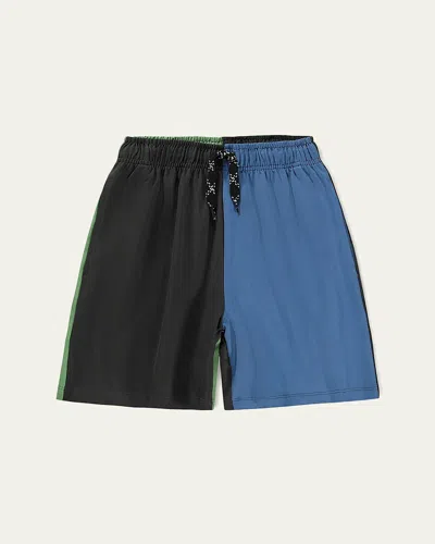Molo Kids' Boy's Adiano Color-blocked Cotton Shorts In Purple