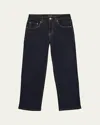 Molo Boy's Andy Topstitched Denim Pants In Blue