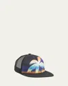 Molo Boy's Big Shadow Trucker Hat In Faded Palmtrees