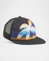 Molo Boy's Big Shadow Trucker Hat In Faded Palmtrees