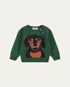 Molo Boy's Bless Teddy Knit Sweater In Green
