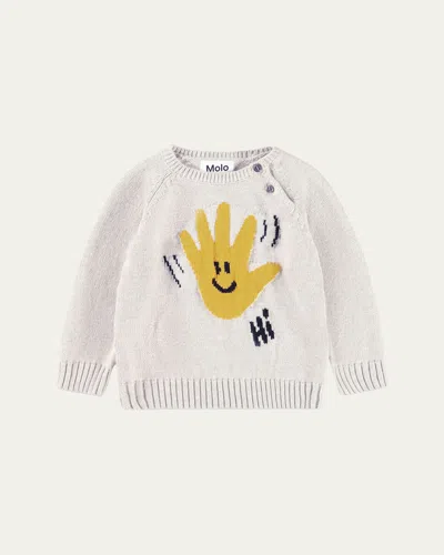 Molo Kids' Boy's Bless Teddy Knit Sweater In White