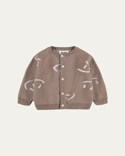 Molo Kids' Boy's Bobi Cardigan In Brown