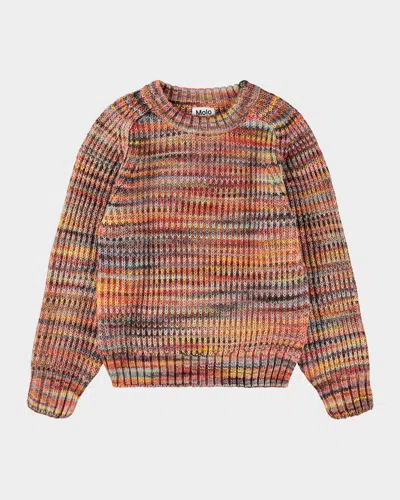 Molo Kids' Boy's Bosse Space-dyed Sweater In Multi
