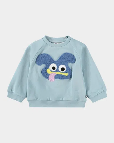 Molo Kids' Boy's Disc Embroidered Sweatshirt In Blue
