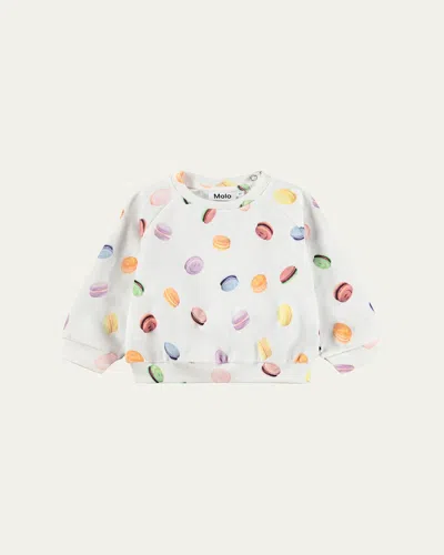 Molo Kids' Boy's Disc Embroidered Sweatshirt In White