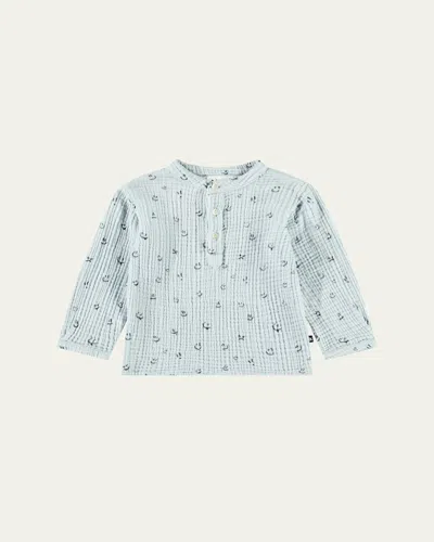Molo Kids' Boy's Enoz Long-sleeve Organic Cotton Shirt In Moods
