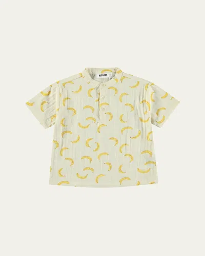 Molo Kids' Boy's Ever Banana-print Shirt In Cute Bananas