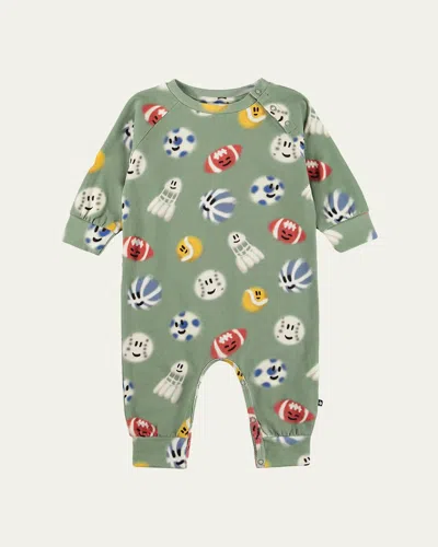 Molo Kids' Boy's Fairfax Stretch Cotton Romper In Brown