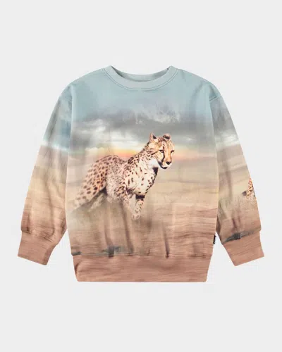 Molo Kids' Boy's Mattis Pritned Organic Cotton Sweatshirt In Nude
