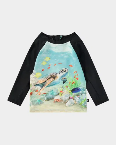 Molo Kids' Boy's Nemo Graphic Sea Rashguard In Black