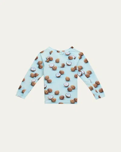 Molo Kids' Boy's Nemo Long-sleeve Rashguard Swim Top In Coquitos