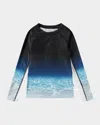 Molo Boy's Neptune Long-sleeve Rashguard Swim Top In Faded Ocean