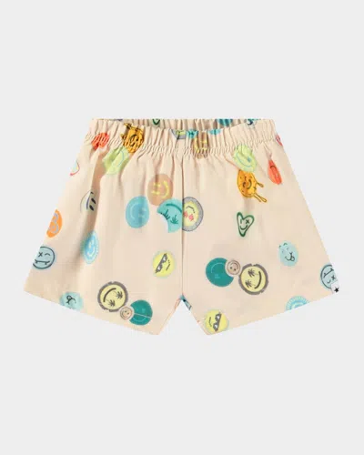 Molo Kids' Boy's Newton Printed Shorts In Neutral