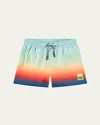 Molo Kids' Boy's Niko Printed Swim Shorts In Blue Fade