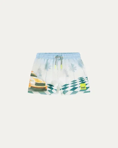 Molo Kids' Boy's Niko Swim Trunks In Blue