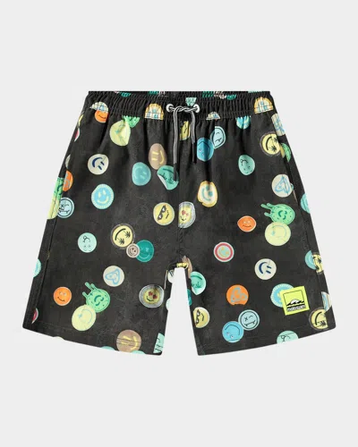 Molo Kids' Boy's Nilson Swim Shorts In Smile All Over
