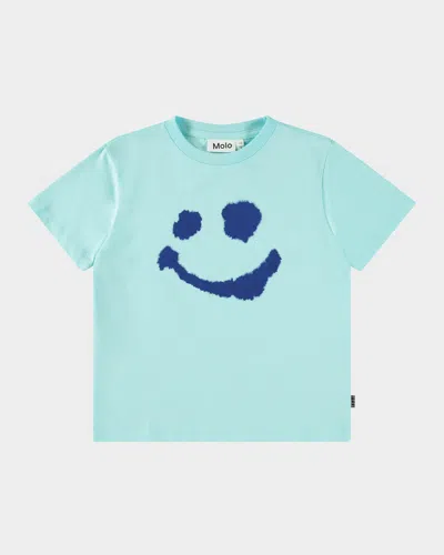 Molo Kids' Boy's Rame Water Smile Short-sleeve T-shirt In Water Smile Blue
