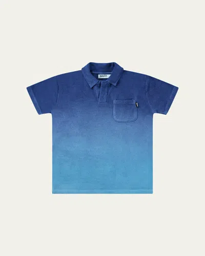 Molo Kids' Boy's Randel Organic Cotton Short-sleeve Polo Shirt In Mazarine Blue