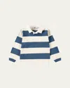 Molo Boy's Relz Long-sleeve Polo Shirt In Blue Stripe