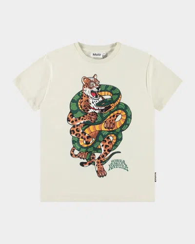 Molo Kids' Boy's Riley Animal Graphic T-shirt In Jaguar And Snake