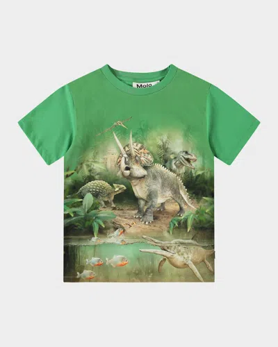 Molo Kids' Boy's Riley Dinosaur Graphic T-shirt In Jungle Dinos