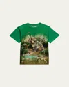 Molo Boy's Riley Dinosaur Graphic T-shirt In Jungle Dinos