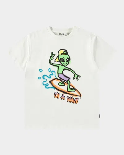 Molo Kids' Boy's Riley Graphic Alien T-shirt In On A Wave Col