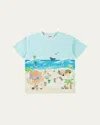 Molo Boy's Riley Graphic T-shirt In Pixel Beach
