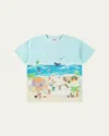 Molo Boy's Riley Graphic T-shirt In Pixel Beach