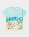 Molo Boy's Riley Graphic T-shirt In Pixel Beach