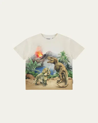 Molo Kids' Boy's Riley Printed Short-sleeve T-shirt In White