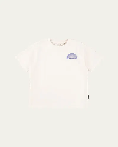 Molo Kids' Boy's Riley Slogan-print Short-sleeve T-shirt In White