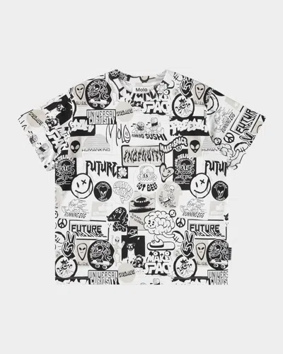 Molo Kids' Boy's Rodney Graphic-print Short-sleeve T-shirt In Multi