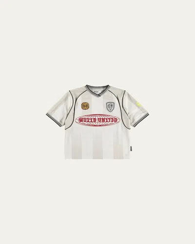 Molo Kids' Boy's Ronan Soccer Jersey Shirt In White