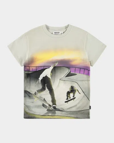 Molo Kids' Boy's Roxo Graphic-print Short-sleeve T-shirt In Multi
