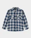 Molo Boy's Rozzy Cotton Check Button-front Shirt In Black