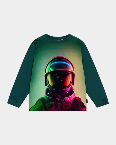 Molo Kids' Boy's Rube Astronaut Graphic T-shirt In Space Helmet